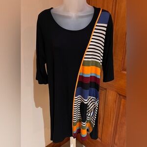 NEW NWOT INSIDE OUT COLORFUL TUNIC TOP IN BLACK & MULTICOLOR SIZE MEDIUM